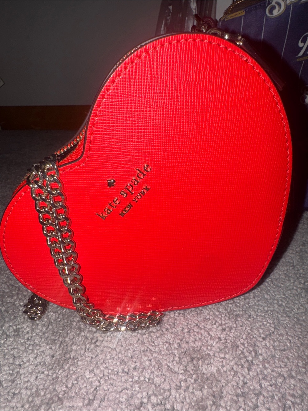 kate spade Red Heart-Shaped Crossbody with Gold Chain